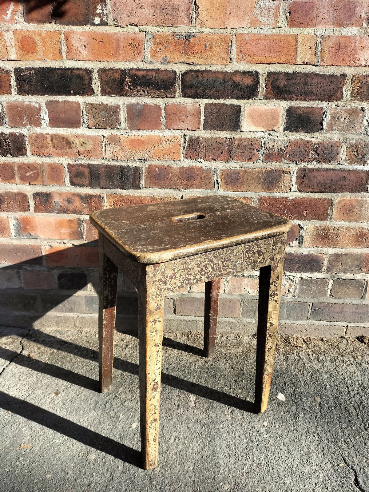 1940's  1960's Lab Stool With Lovely Original Textured Crackled Paint