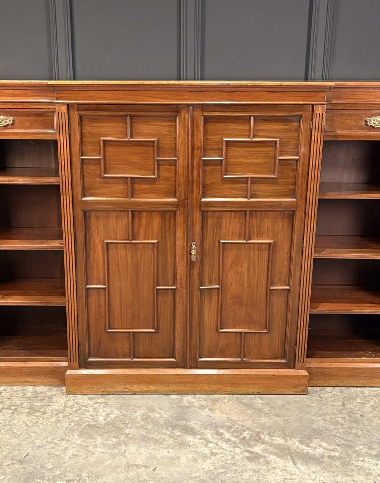 Large Breakfront Walnut Bookcase By Maple & Co. photo 1625.0