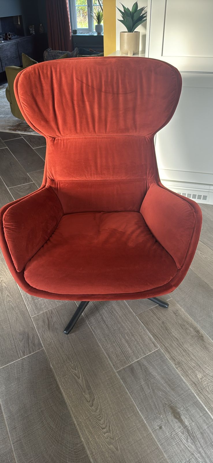 Boconcept Reno Armchair With Swivel Function And Matching Footstool In Burnt Orange / Terracotta photo furniture