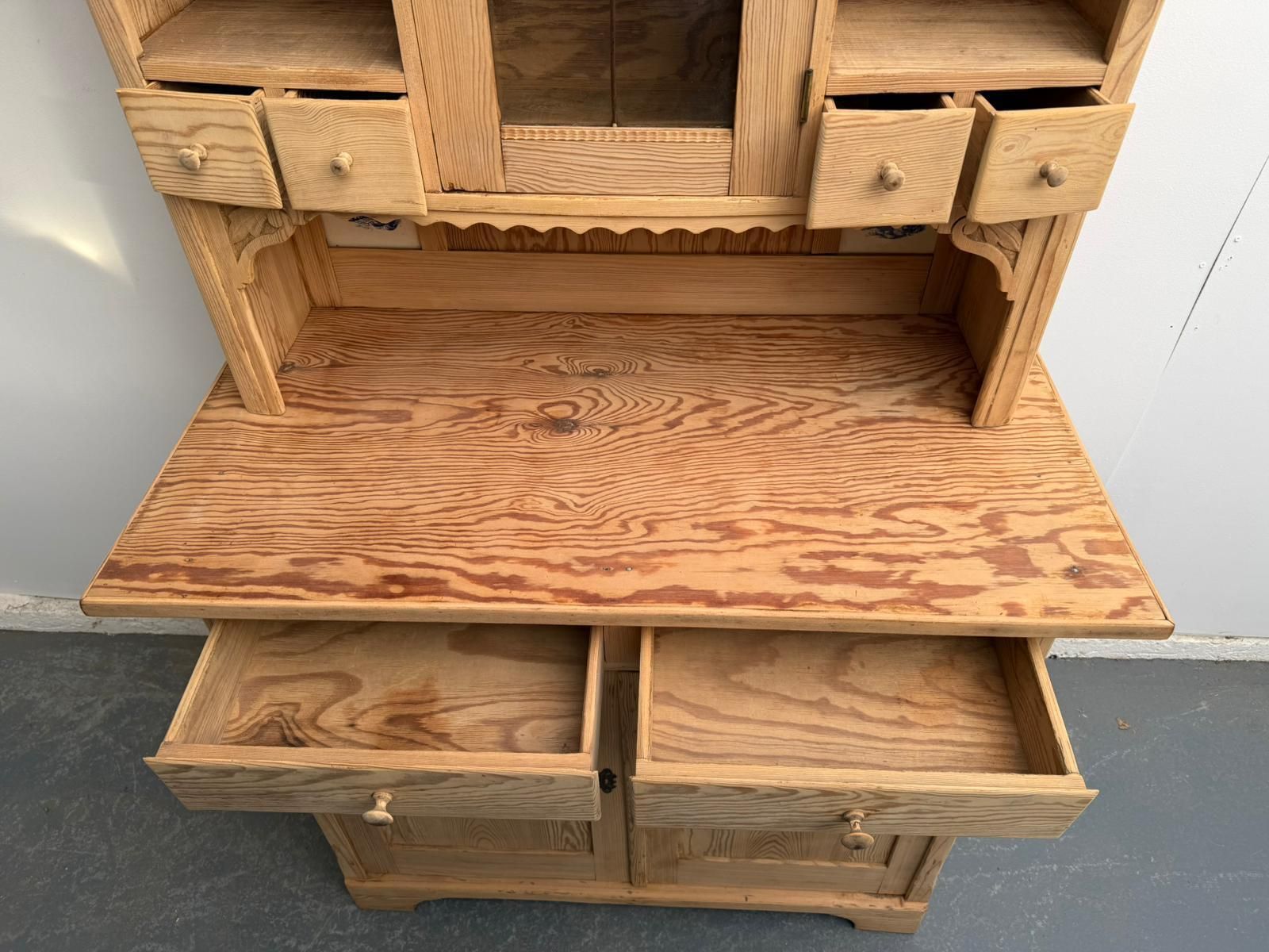 An Arts & Crafts Pine Tiled Kitchen Dresser To Wax / Paint photo vintage
