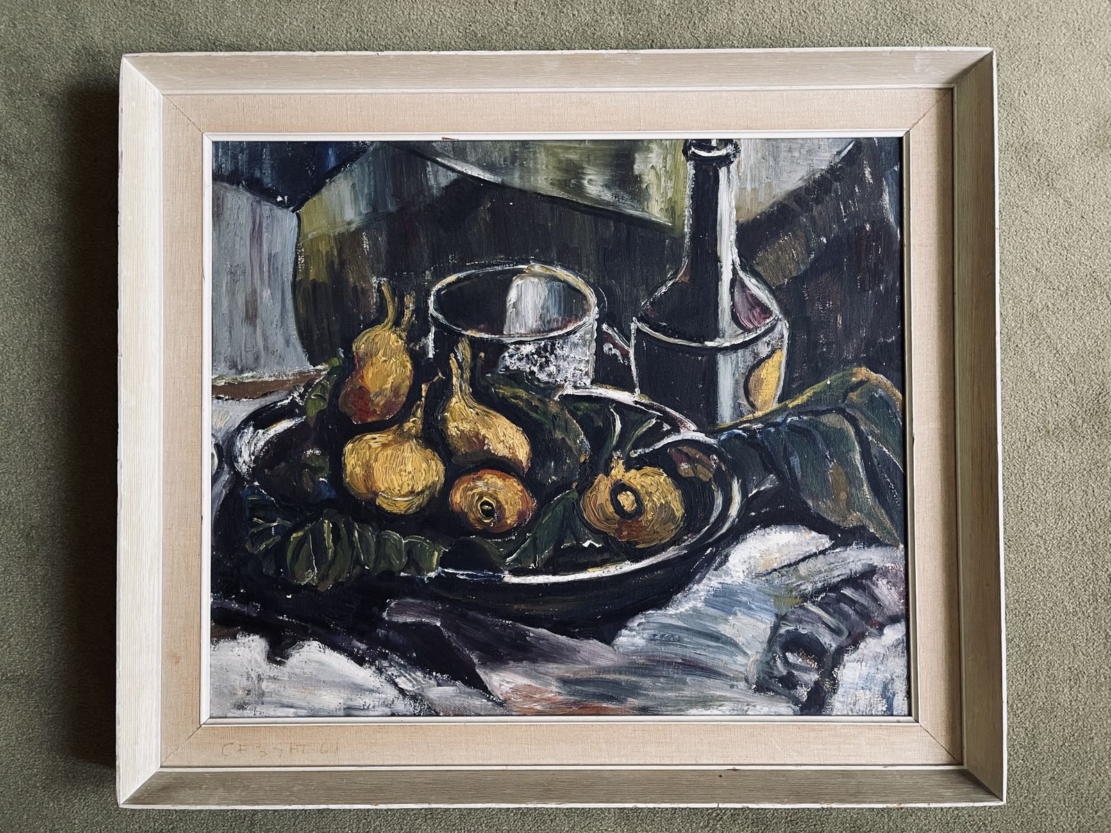Vintage Fifties French Expressionist Still Life Framed Original Painting