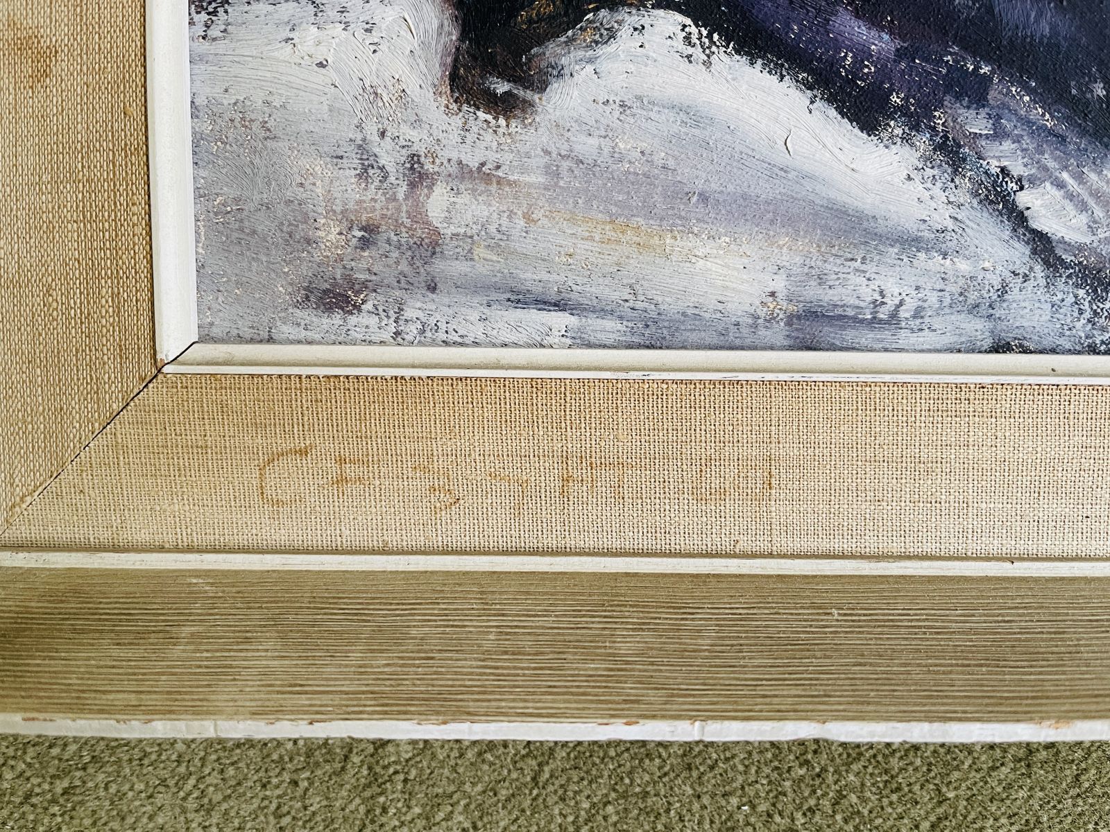 Vintage Fifties French Expressionist Still Life Framed Original Painting photo furniture