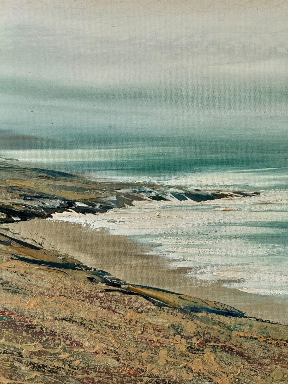 Edward Bock "Daggett Point" Original Oil Painting, Framed 1970's photo Art