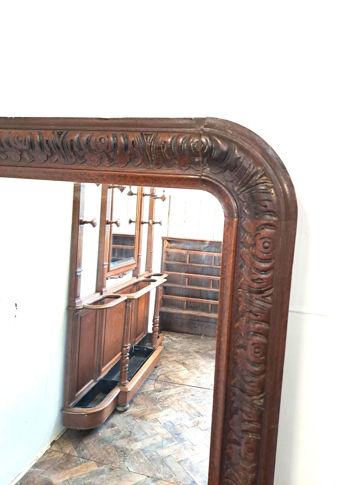 Large French Louis Philippe Period Carved Oak Mirror photo Home Decor