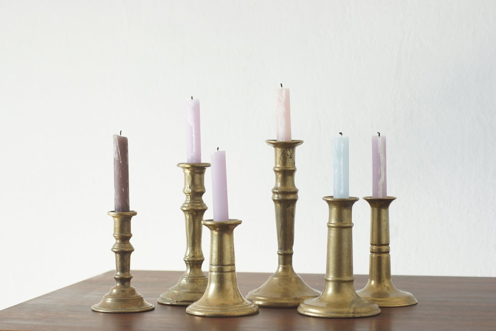 Vintage Brass Candlesticks, 1960s, Set Of 6 photo for sale