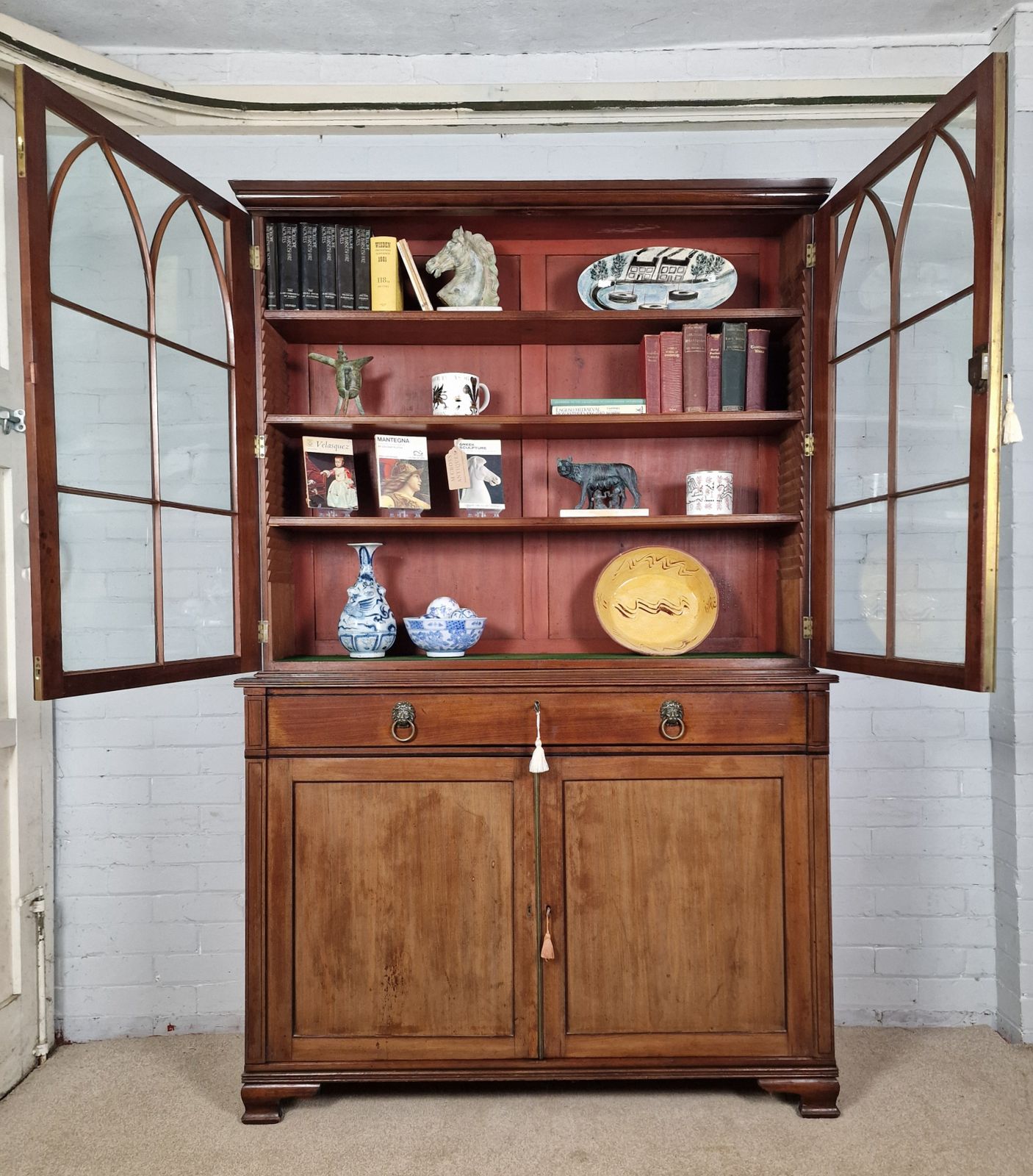 Furniture Antique Mahogany Bookcase Cupboard   George IV photo