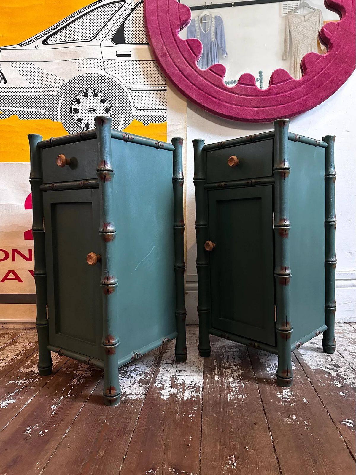 photo furniture "Made By Muirshin" Faux Bamboo Bedside Lockers