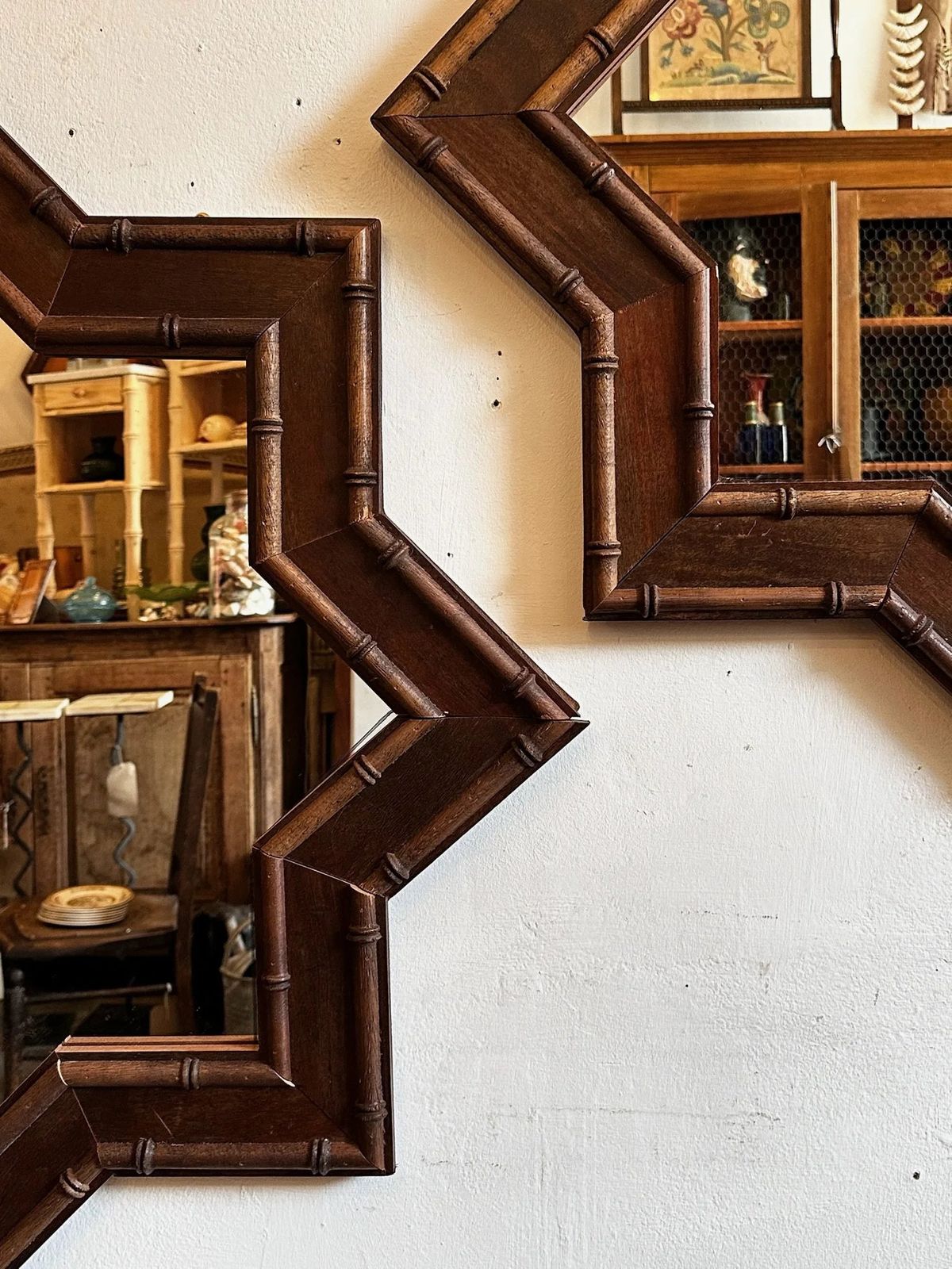 Reclame Mahogany And Faux Bamboo Star Mirrors. photo 363.0