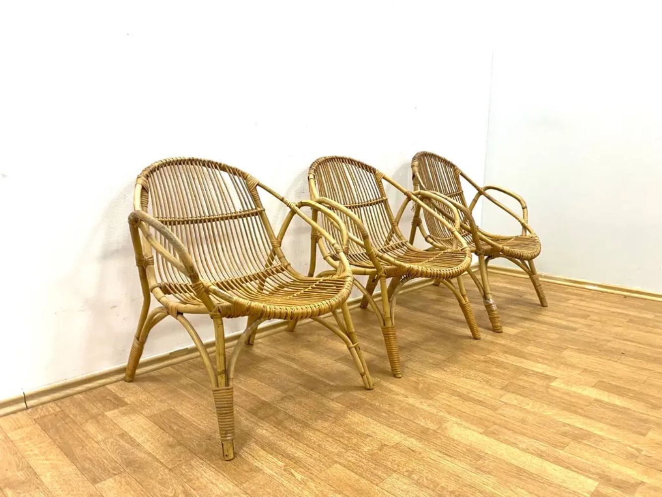 Set Of 3 Retro Armchairs With Table, Alan Fuchs, 1960s, Czechoslovakia photo for sale