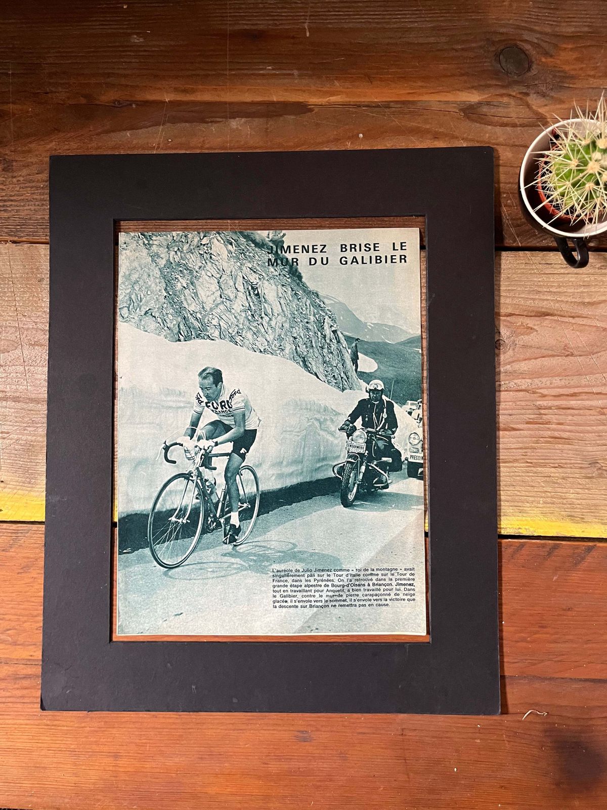 Vintage Cycling Print   Julio Jimenez, Tour De France, Col De Gslibier 1963 photo for sale