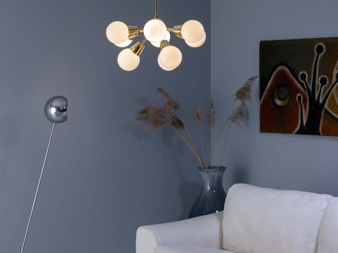 Nine Arm “Sputnik” Chandelier, Jaroslav Bejvl Sr, 1970s, Czechoslovakia photo Lighting