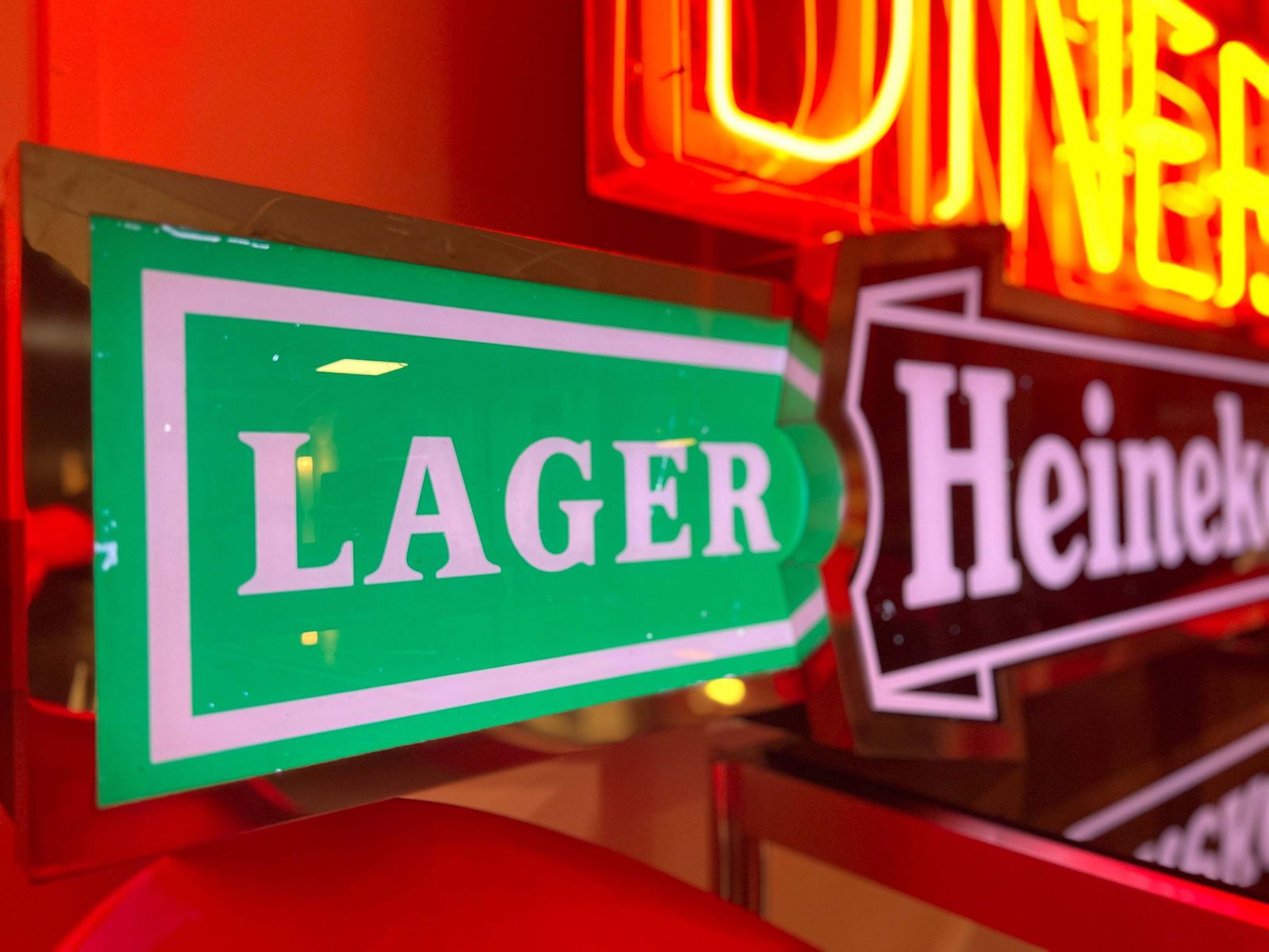 Heineken, Illuminated Lager And Beer Sign photo for sale