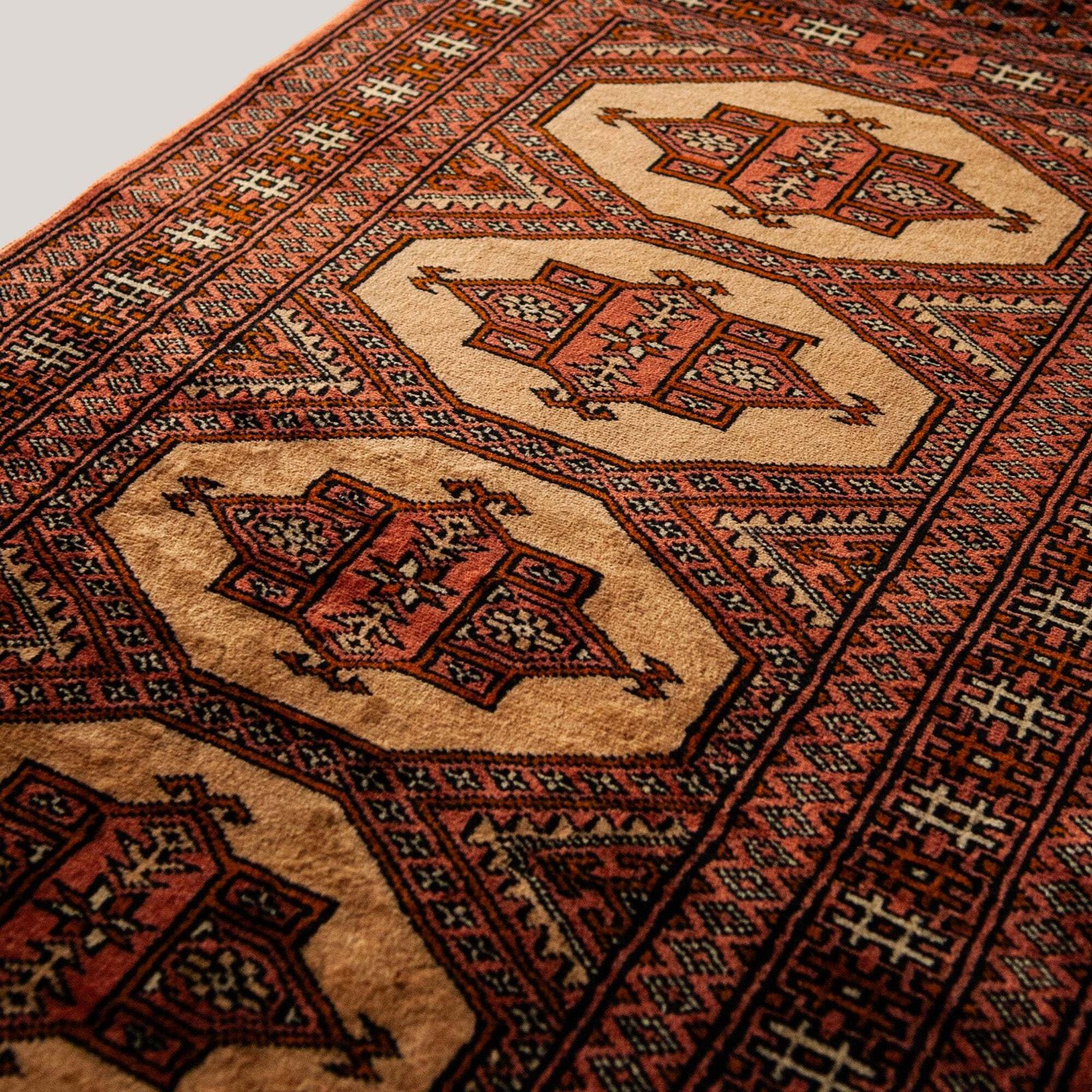 Turkmen Hand Knotted Wool Rug  Traditional Geometric Design Vintage photo Textiles