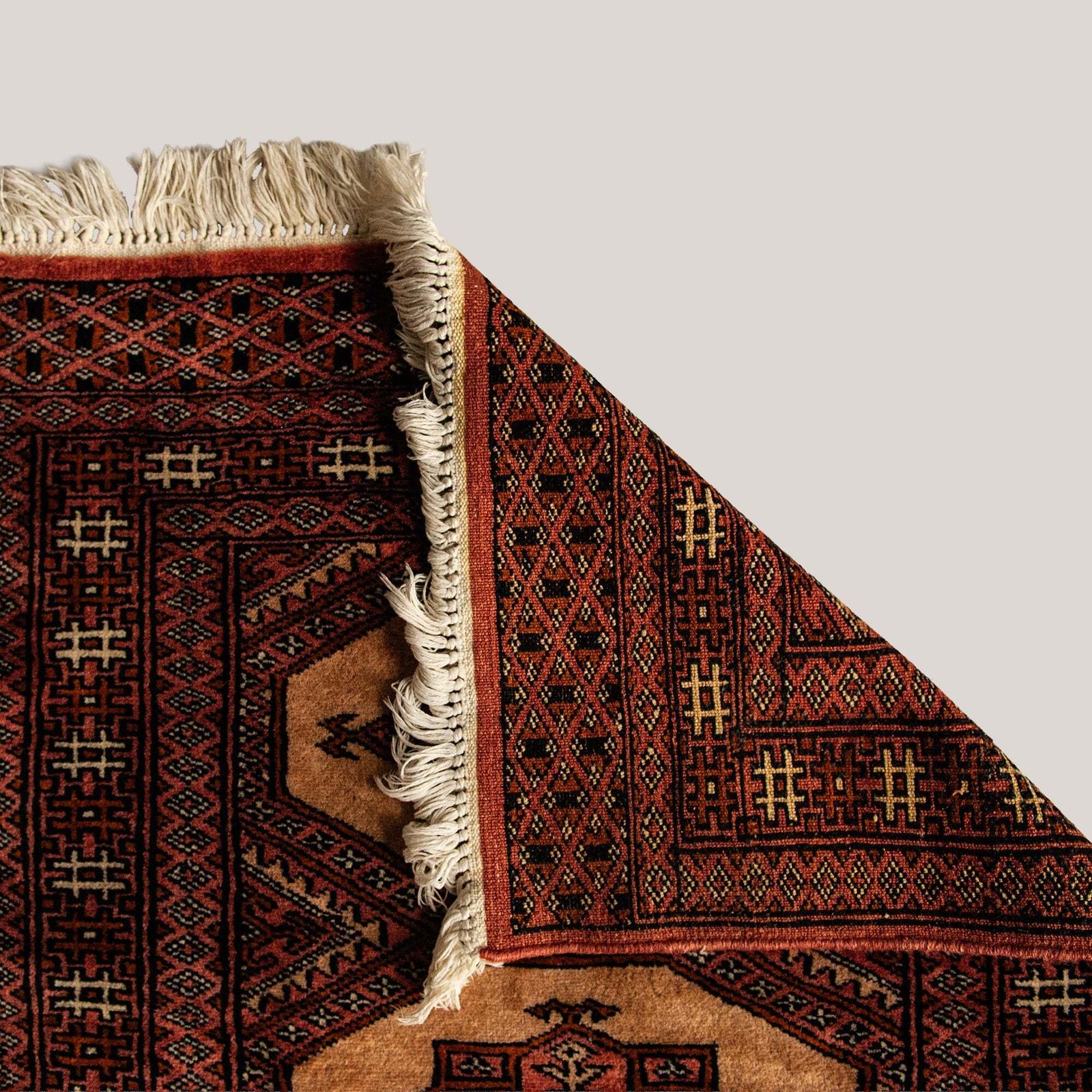 Turkmen Hand Knotted Wool Rug  Traditional Geometric Design Vintage photo vinterior