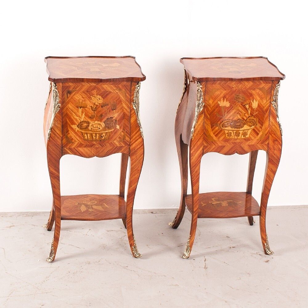 Superb Quality Pair Of French Marquetry Bedside Tables photo buy