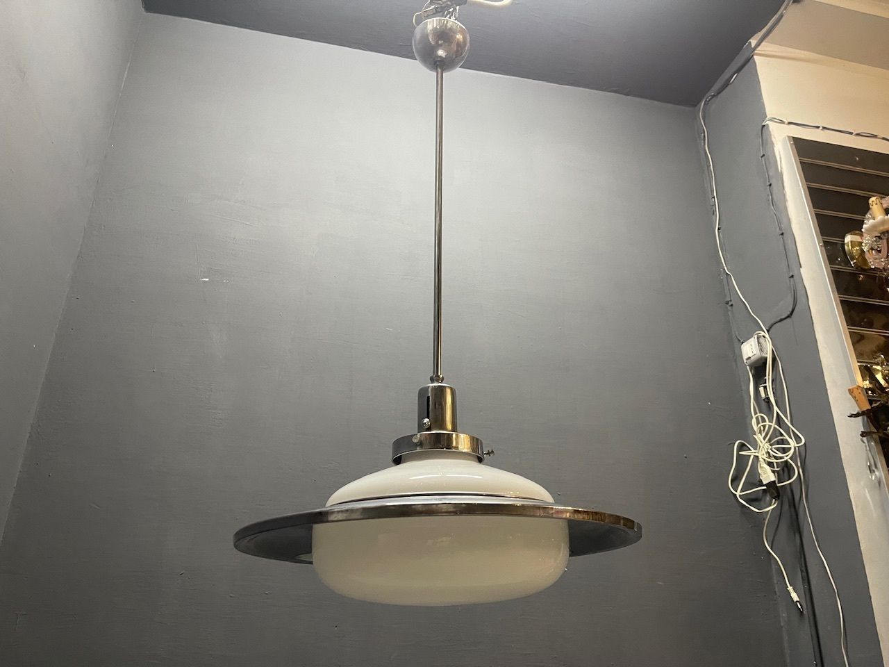 Space Age Chrome Pendant Lamp Attributed To Gino Sarfatti, 1950s photo 1500.0