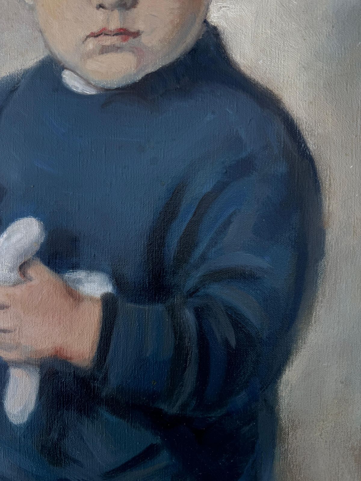 Bernard Leemker – Portret Van Een Jongen Met Teddybeer, Olieverf Op Doek, 1984 photo vinterior
