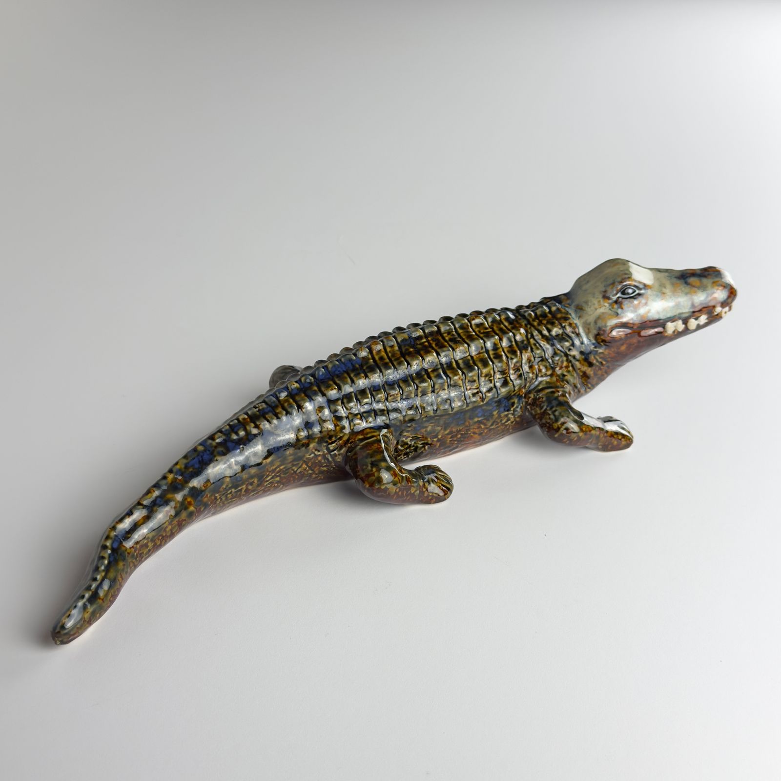 photo for sale Vintage Ceramic Sculpture Of Crocodile From Bassano, Italy 1980s
