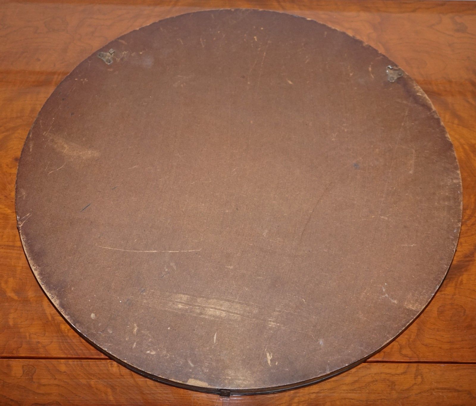 photo furniture Vintage Art Deco Peach Glass Beveled Circular Wall Mirror