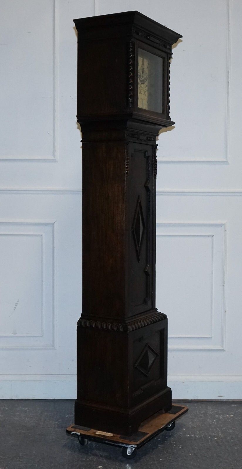 photo vinterior Antique English Arts & Crafts 8 Day Longcase Grandfater Clock By Maple London