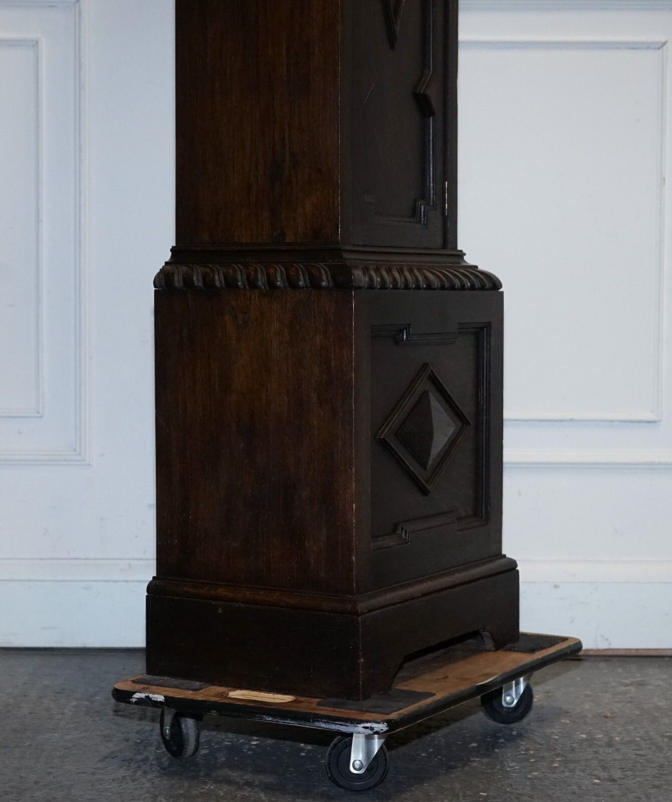 photo vintage Antique English Arts & Crafts 8 Day Longcase Grandfater Clock By Maple London