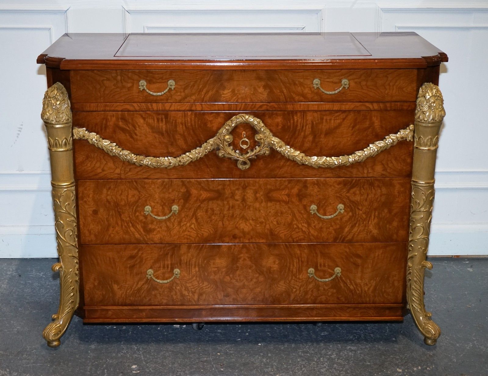 Large Faux Chest Of Drawers Hidden Tv Cabinet French Empire Style photo for sale