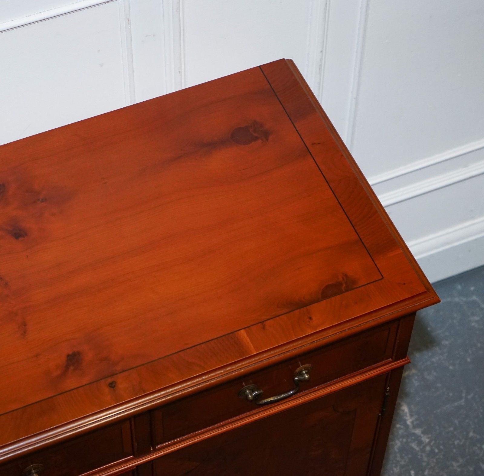 photo buy Vintage Burr Yew Wood Sideboard With Four Cupboards & Drawers