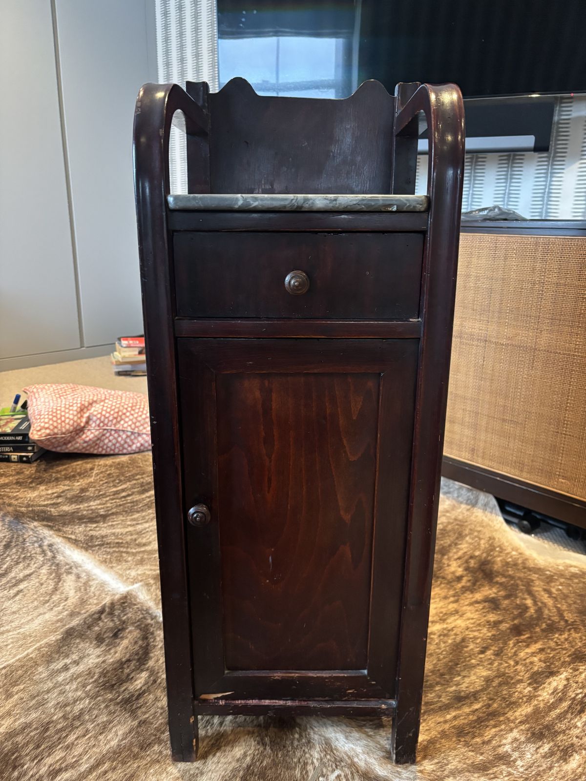 Antique Marble And Mahogany Washstand photo vintage