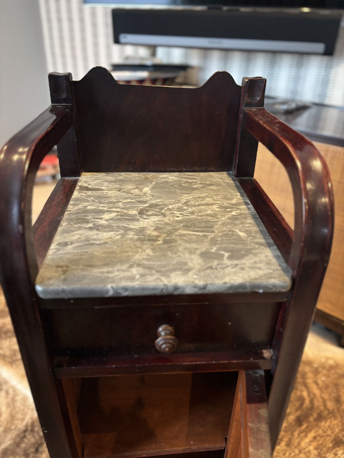 photo for sale Antique Marble And Mahogany Washstand