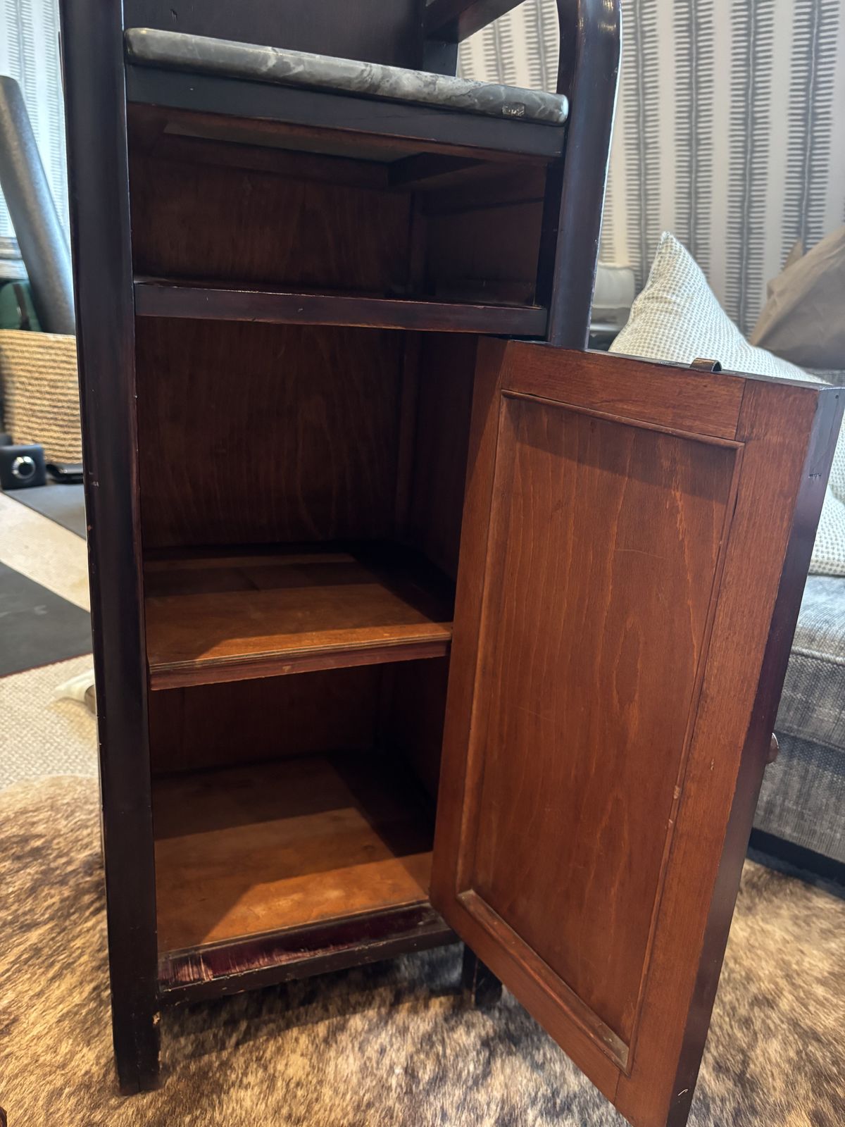 Furniture Antique Marble And Mahogany Washstand photo