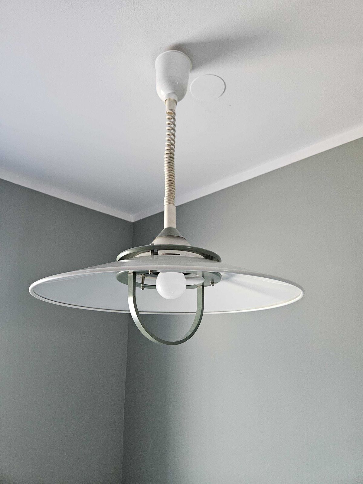 Vintage 80s Pendant Light: Scandinavian Metal Hanging Lamp photo vinterior