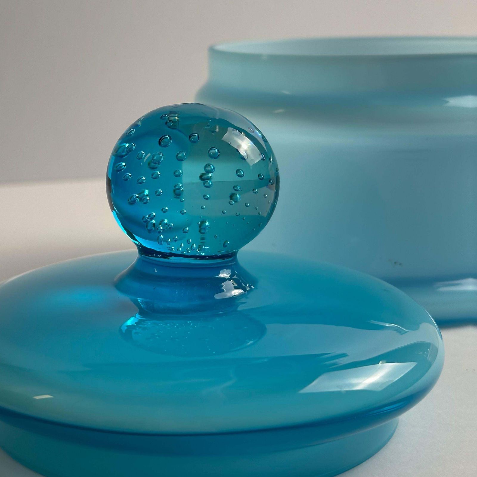 Cased Pale Blue Empoli Glass Apothecary Jar By Carlo Moretti, Italy, 1960s photo furniture