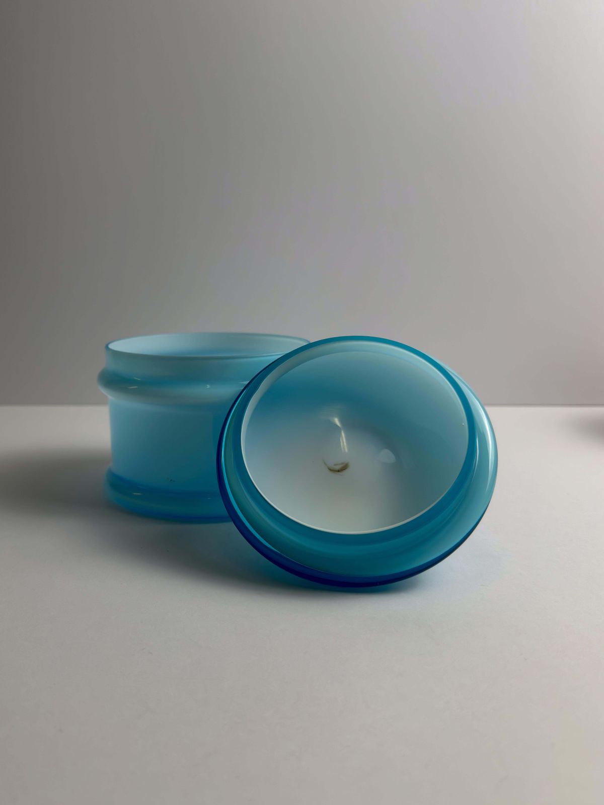 Cased Pale Blue Empoli Glass Apothecary Jar By Carlo Moretti, Italy, 1960s photo vinterior