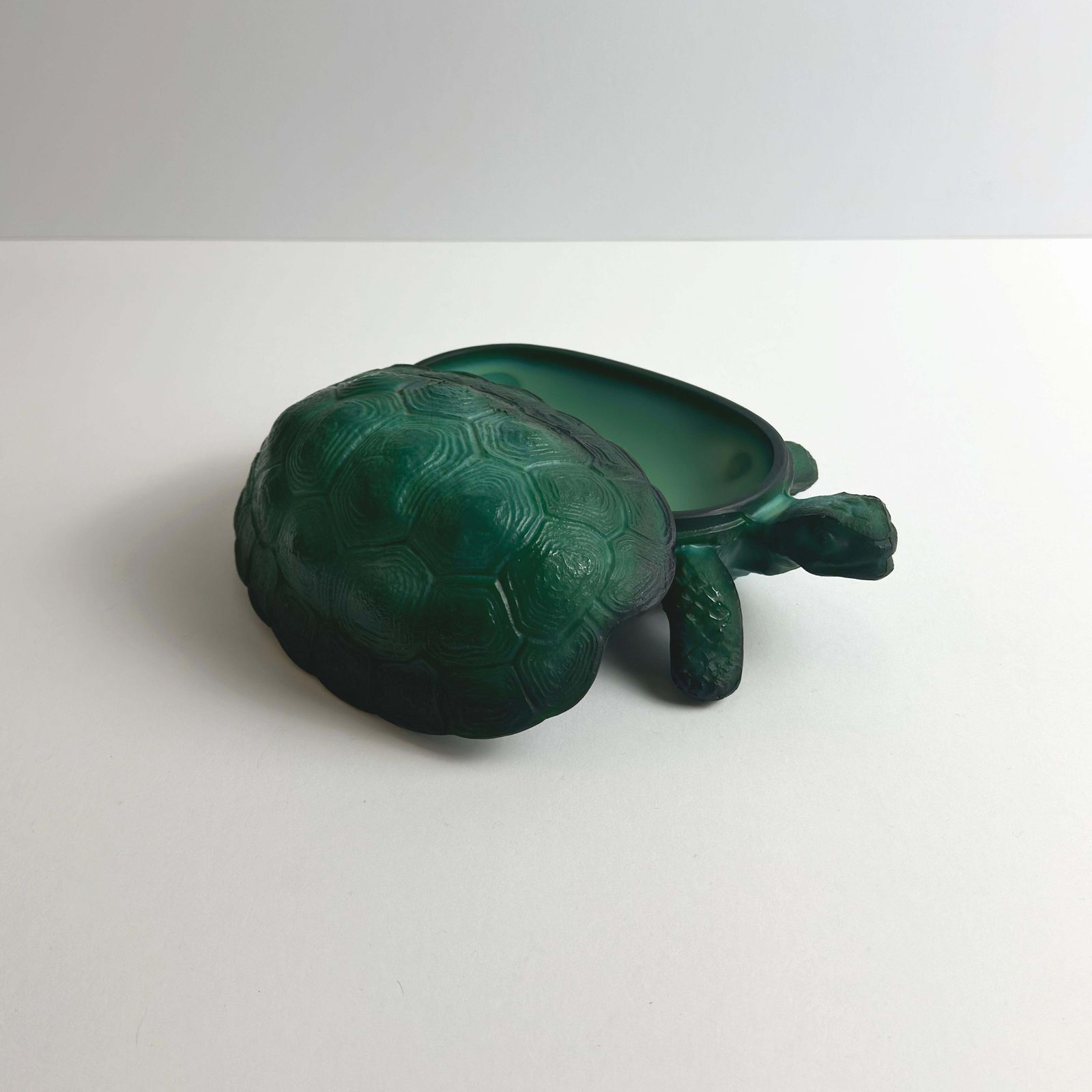 Malachite Green Glass Turtle Trinket Box By Curt Schlevogt, Czechoslovakia 1960s photo for sale