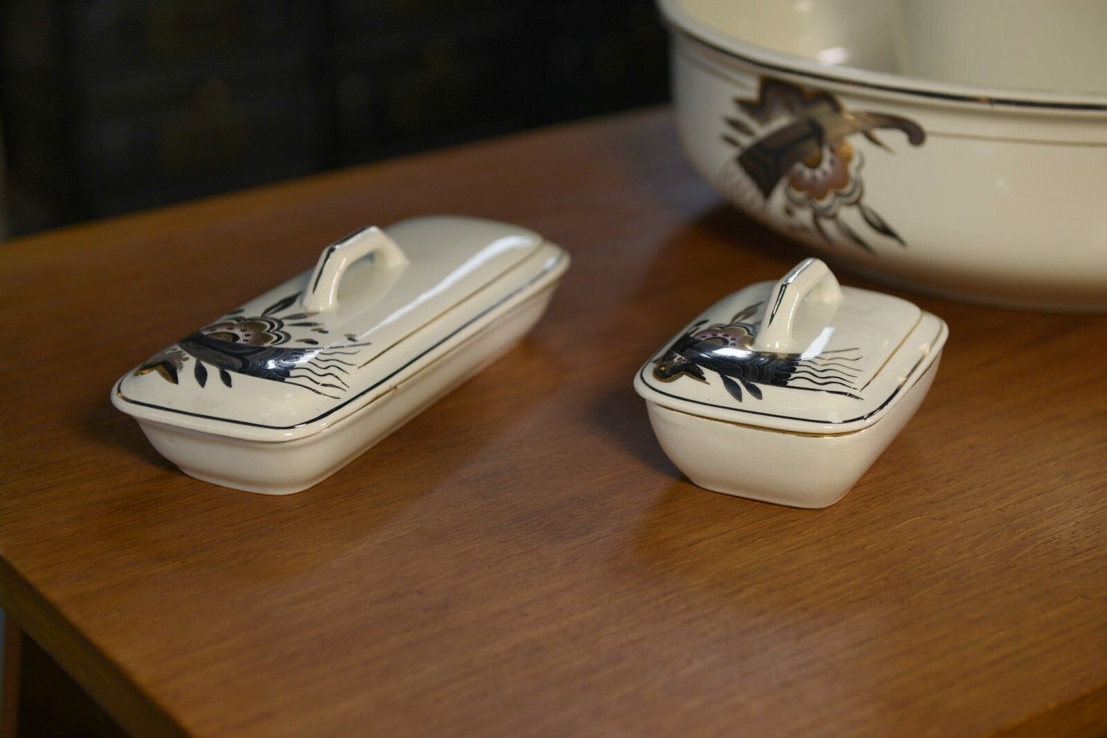 Boch And Louvière 1920 1930's Art Deco Decor Ceramic Toilet Set photo vintage