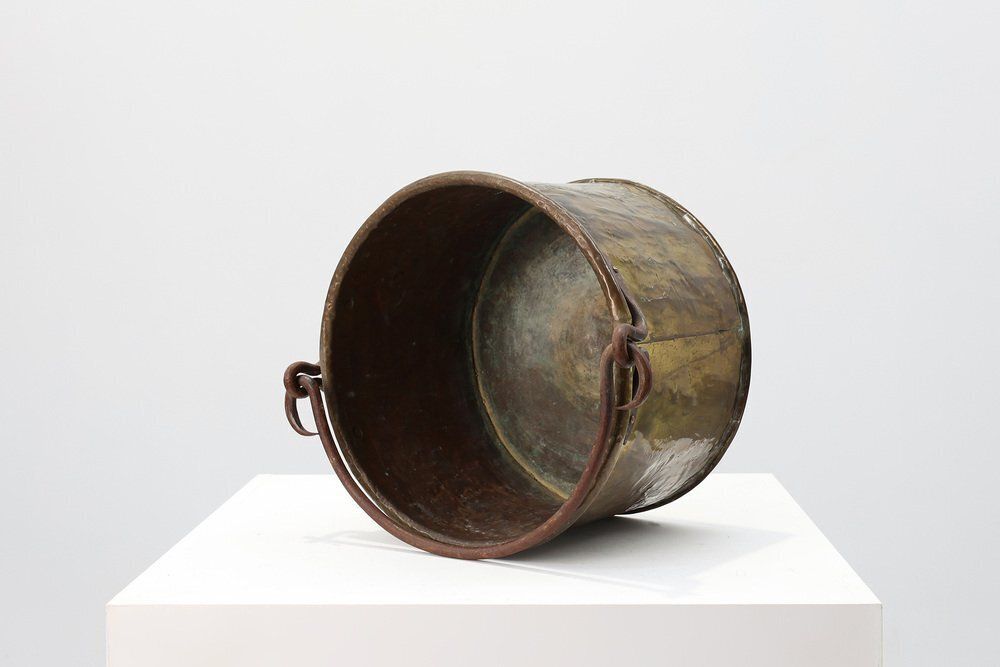 Large Antique 19th Century Hand Hammered Copper Kettle, France photo vintage