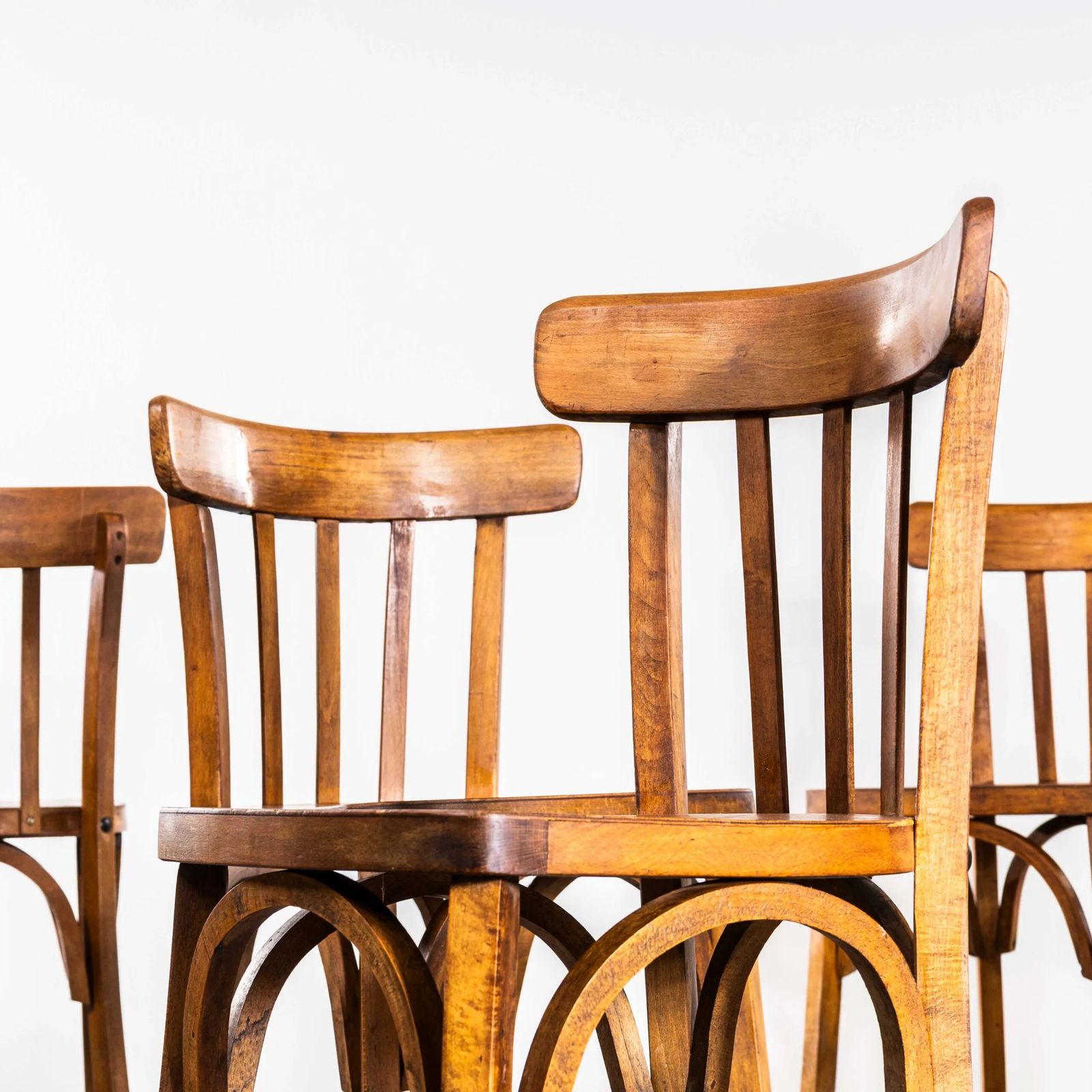 1950’s Warm Oak French Baumann Bentwood Bistro Dining Chairs photo Furniture