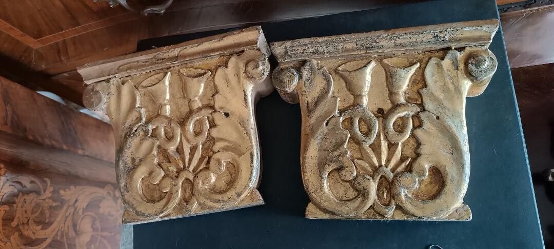 Antique Pair Of Carved And Gilded Wooden Friezes photo furniture