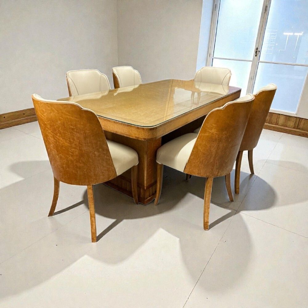 Art Deco Dining Table And Six Chairs By Harry And Lou Epstein photo vintage