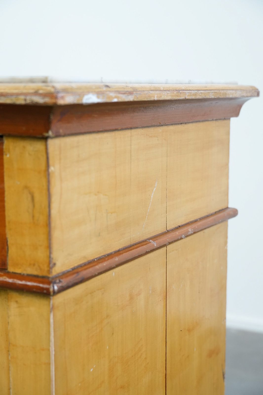 258.0 Antique Wooden 1 Door Hallway/Bedside Table With A Light Marble Top photo