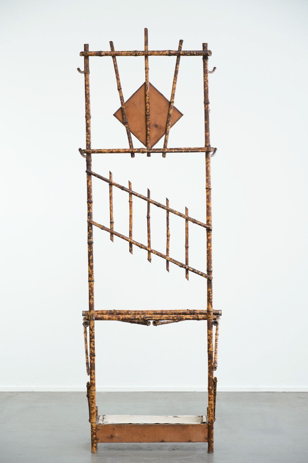 Charming Antique French Faux Bamboo Standing Coat Rack/Hallway Furniture With A Mirror And Umbrella Rack photo Furniture