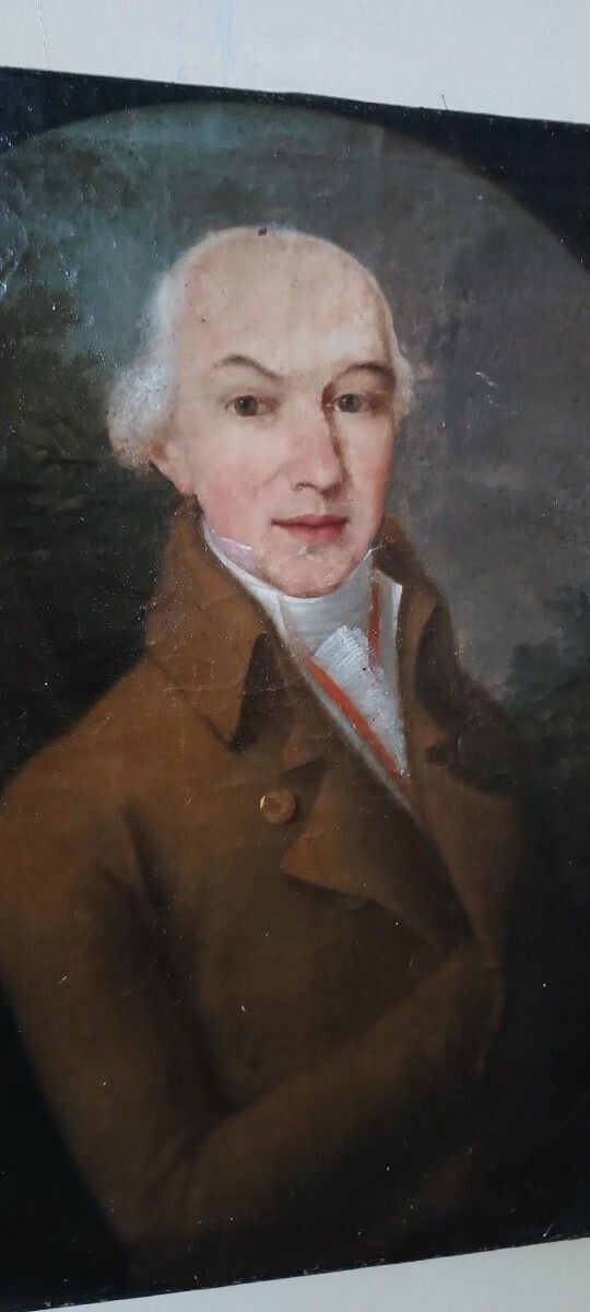 Antique Gentile Man Portrait Painting Late 18th Century photo vinterior