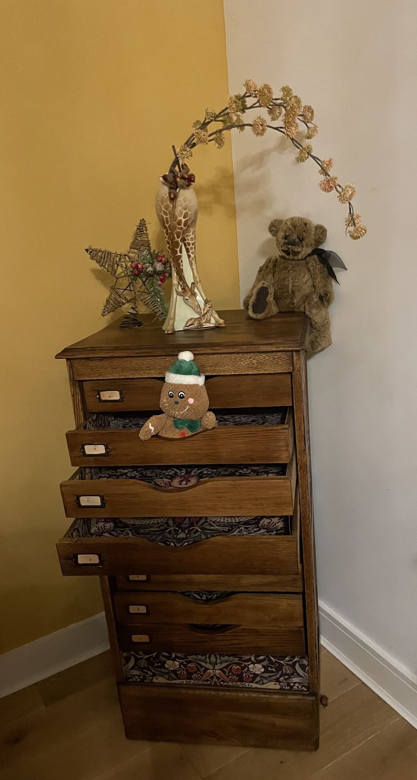 Furniture Early 20th. Century 9 Drawer Oak Cabinet photo
