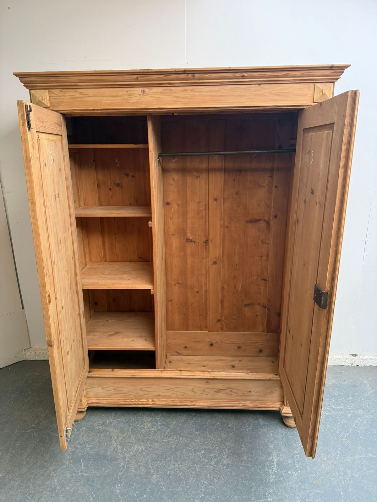 A Fabulous Victorian Pine Combination Knockdown Wardrobe To Wax/Paint photo for sale
