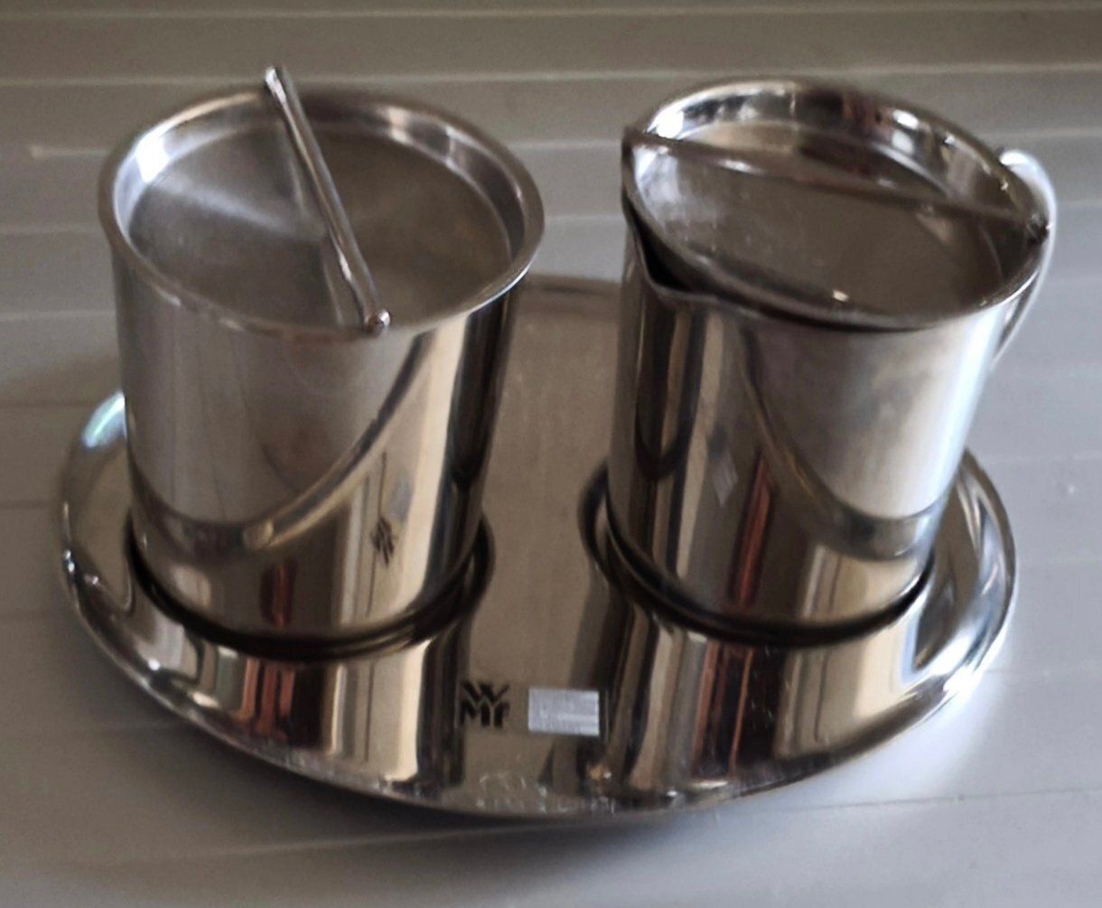 Cromargan Concept Series Tea Coffee Sugar Jam Thermos Espresso Maker By Ole Palsby For Wmf, 1990s, Set Of 5 photo vinterior