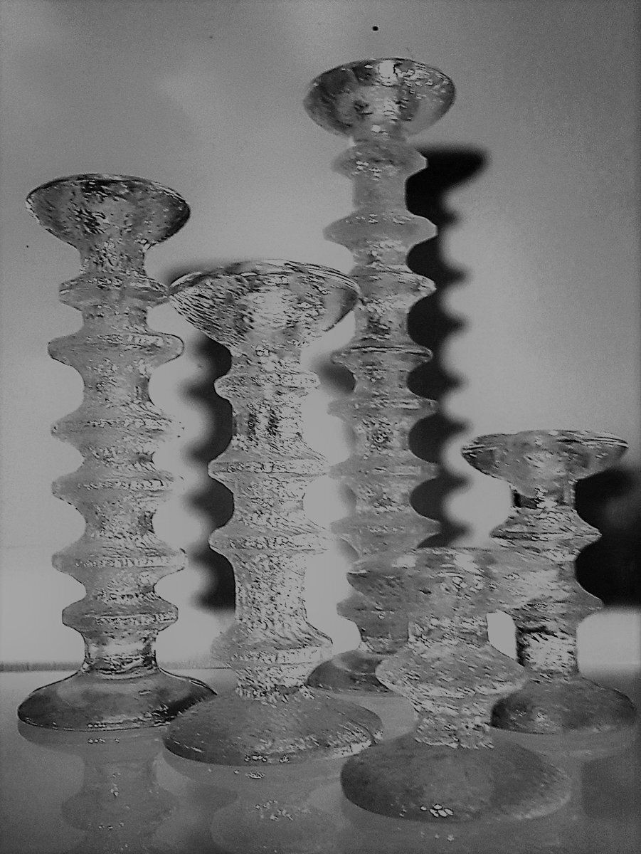 Finnish Festivo Glass Candleholders By Timo Sarpaneva For Iittala, Set Of 5 photo for sale
