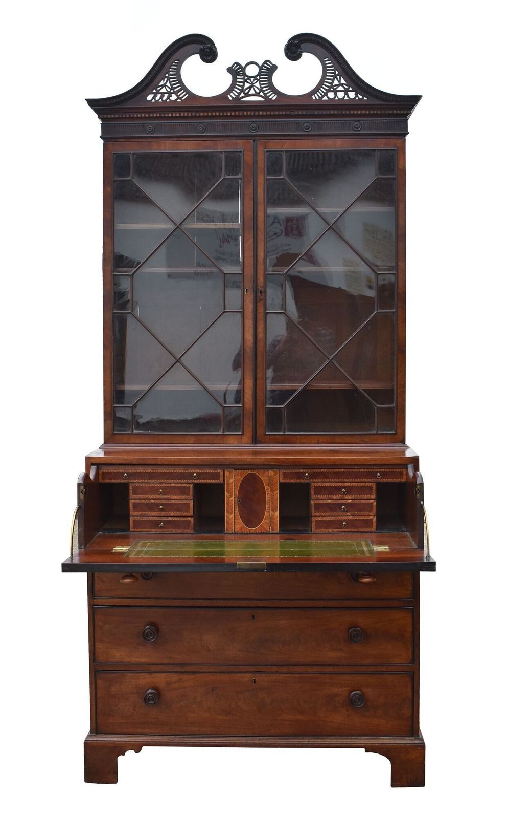 George III Mahogany Secretaire Bookcase photo vintage