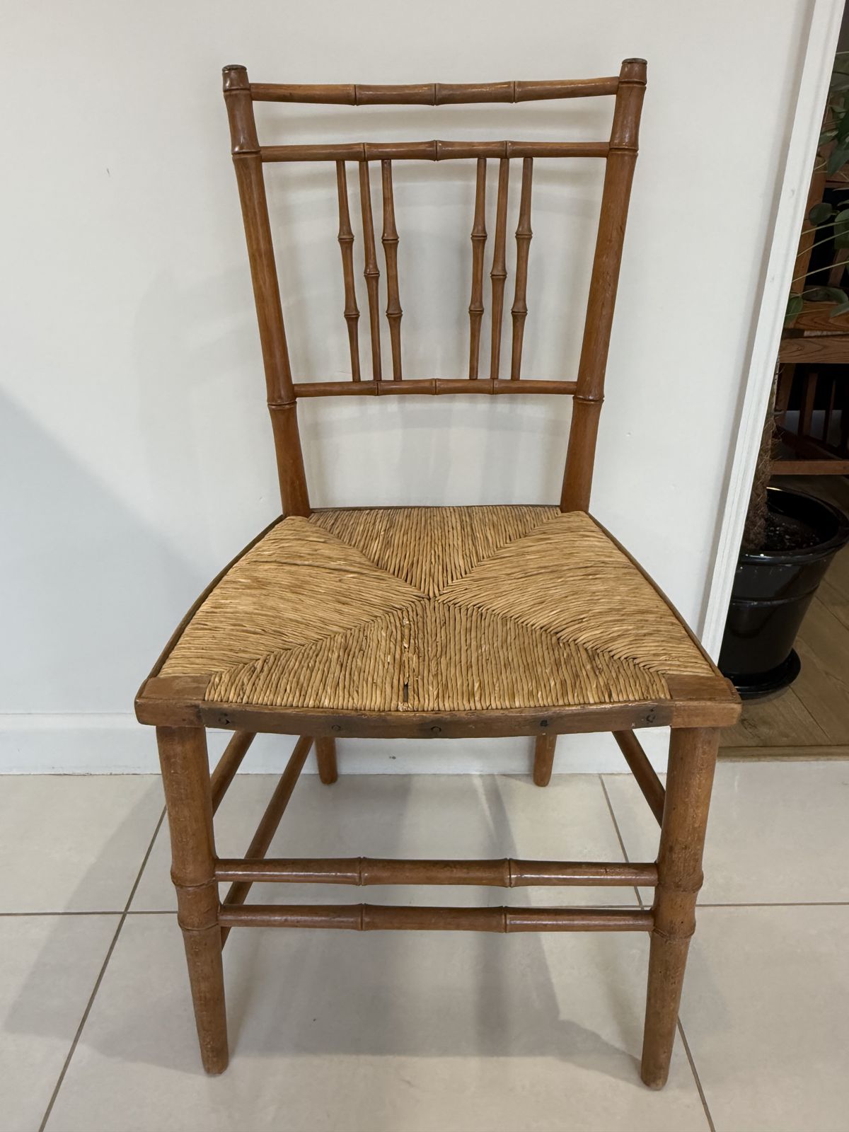 Antique Regency Faux Bamboo Occasional Chair