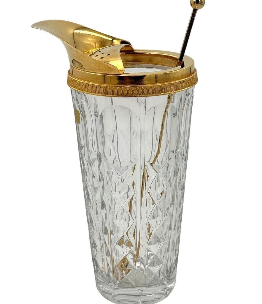 A 1950s Val Saint Lambert Crystal And Gold Plated Cocktail Jug photo for sale