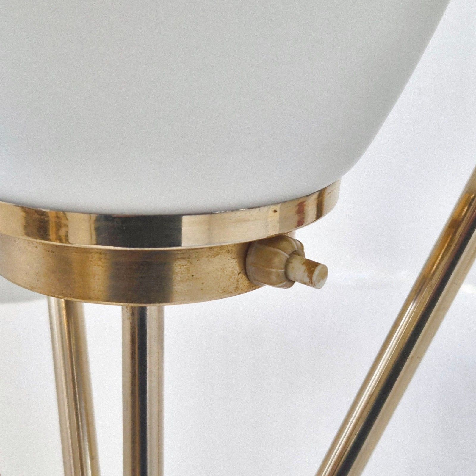 Vintage 1950 House Arlus Metal Brass & Opaline Glass Floor Lamp 50s Rockabilly photo vintage